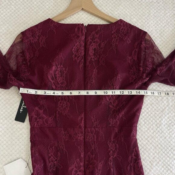 Lulus Whimsigoth Mini Dress Size S Burgendy Red Babydoll Lace Dark Romantic Vamp - Picture 15 of 16